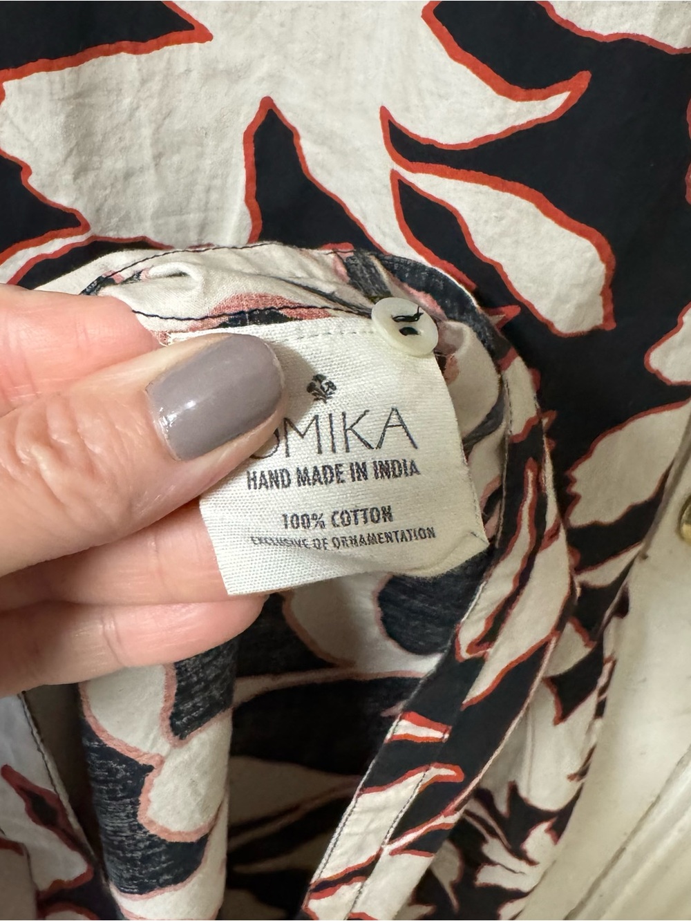 Omika Emerson Black, Coral, & Cream Floral Tie-Waist Midi Dress Bianca Cliff XS - Picture 10 of 11